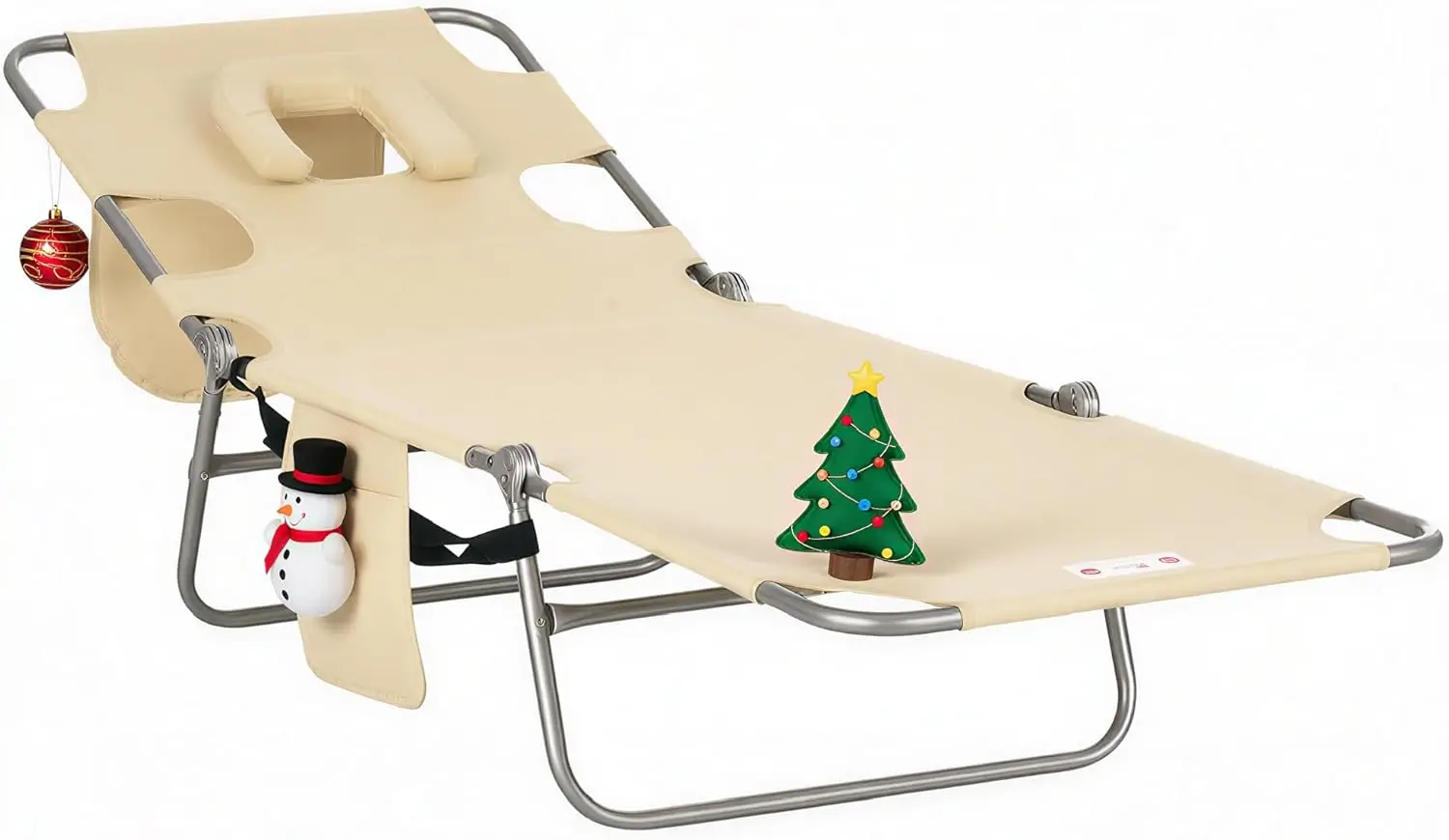 

Folding Beach Lounge Chair with Face Hole, 5-Level Adjustable Sun Lounger for Patio, Garden, Beach, Pool