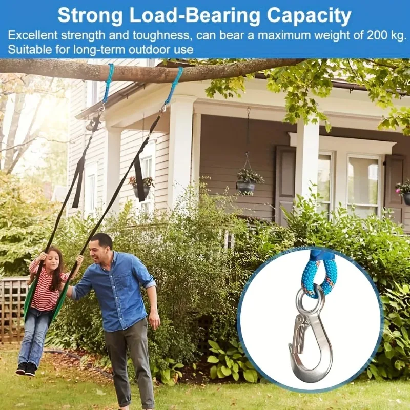 

1/2PCS Heavy Duty Nylon Sling with Metal Hook - Wear-resistant - Suitable for Outdoor Hammocks, Tree Swings, and Patio Chairs