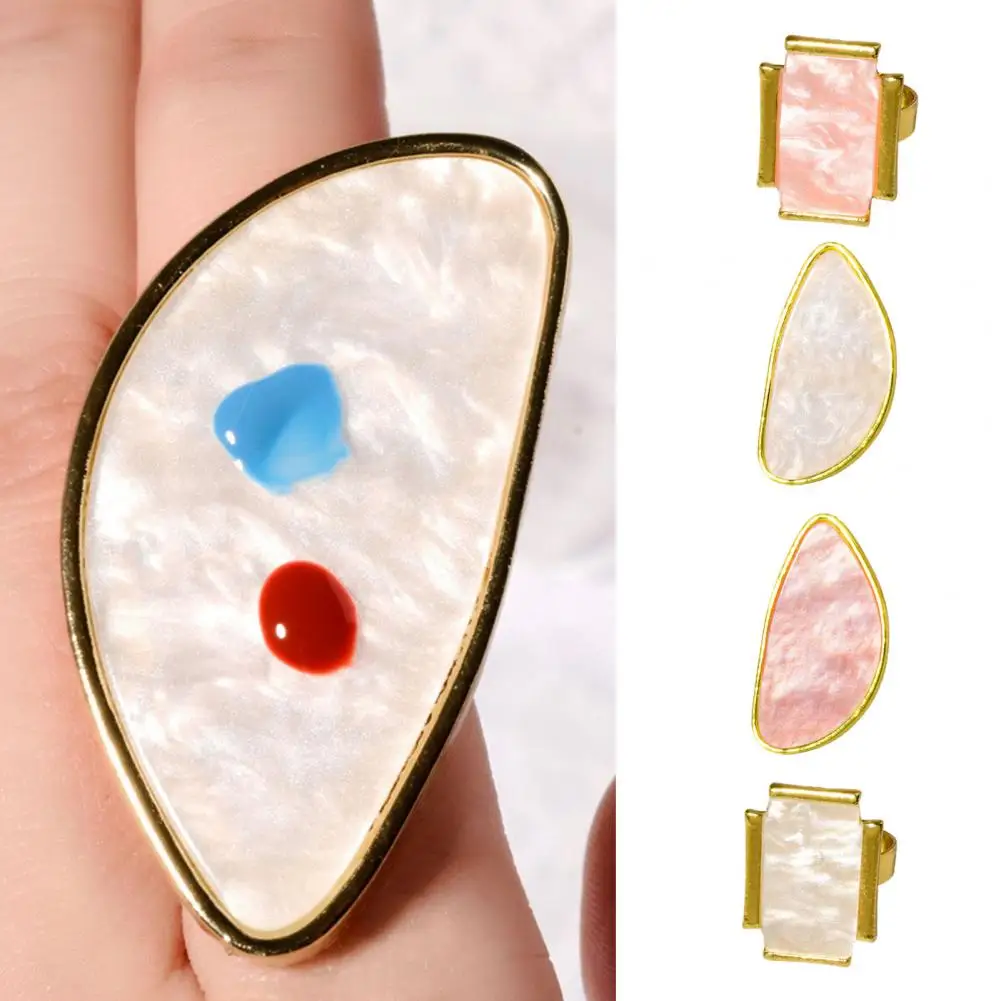 Great Finger Ring Style Polish Gel Color Mixing Palette Resin Nail Gel Palette Wide Application Manicure Tools