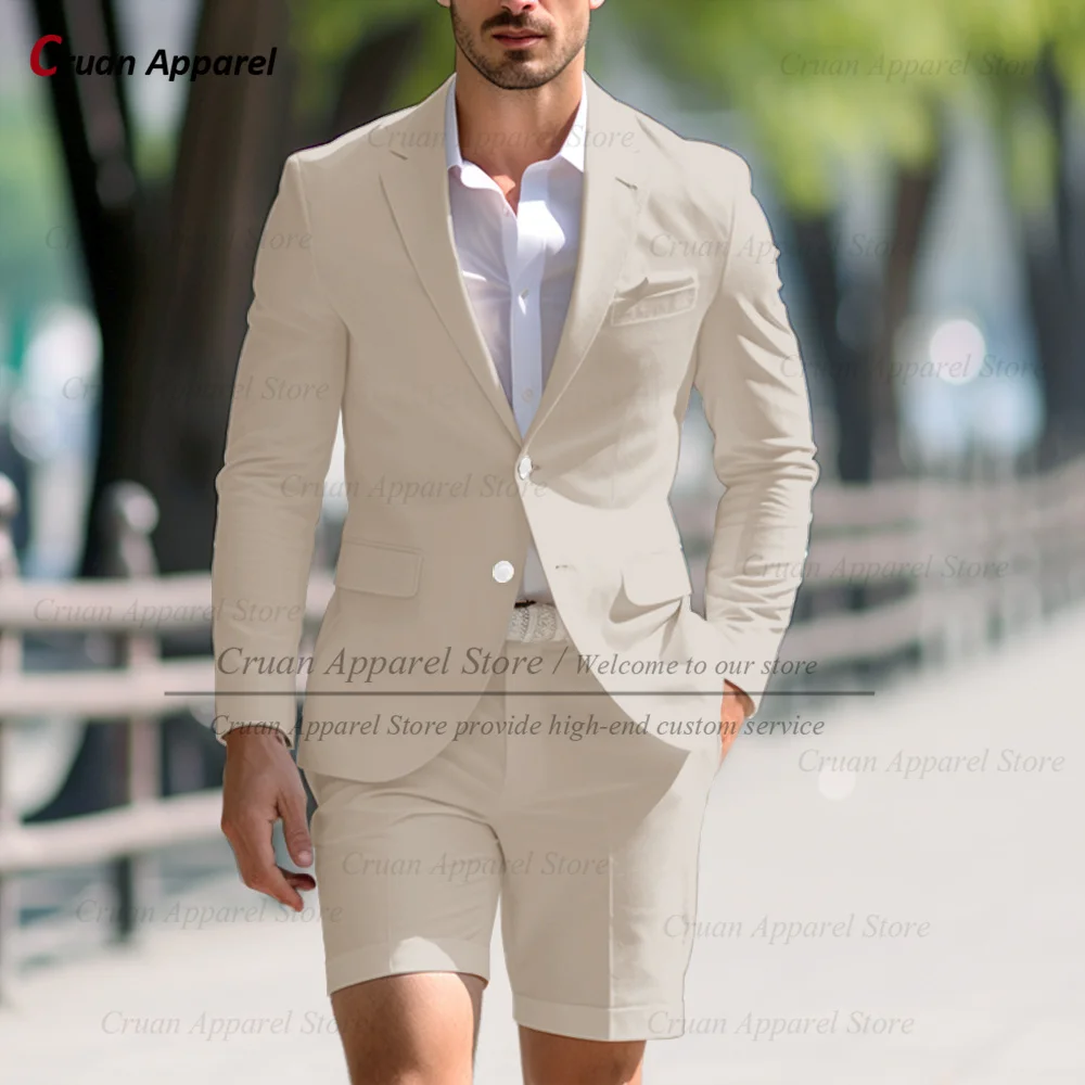 Fashion Men Classic Royal Blue Suit Set Birthday Banquet High Quality Outfits Casual Party Stylish Solid Blazer Short Pants 2Pcs