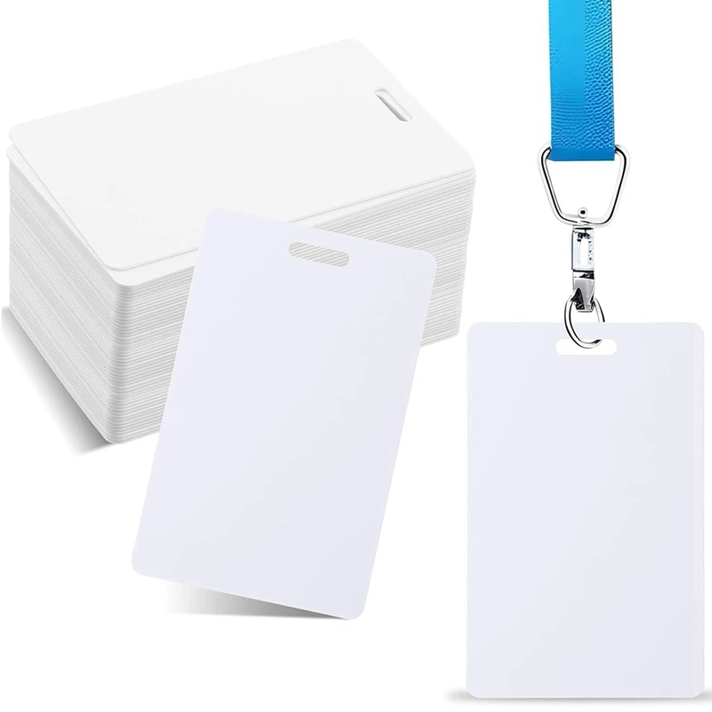 

AU61-100 Pcs White PVC Cards With Slot Punch On Short Side Vertical Slot Punch Card Blank Credit Cards Photo ID Card