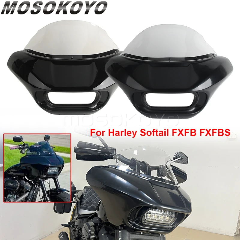 

Shark Style Motorcycles Headlight Headlamp Fairing Unpainted Fairings For Harley M8 Softail 114 FXFBS Fat Bob FXFB Custom Mask