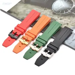 Curved End 20mm 21mm 22mm Rubber Silicone Watch Band for Rolex/Omega/Seiko Brand Watchband Men Waterproof Diving TPU Wrist Strap