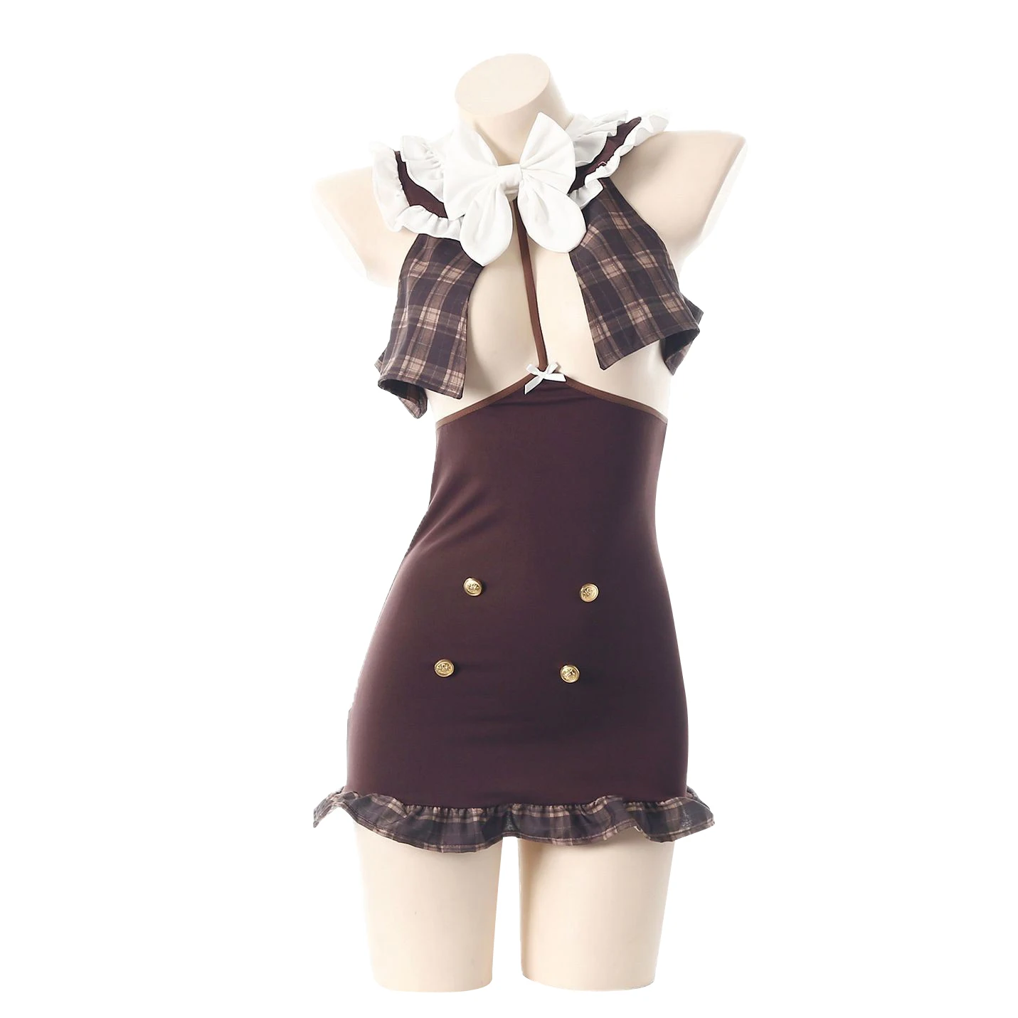 

Sexy Detective Plaid Pattern School Student Uniform Role Play Lingerie Women Dress Erotic Costumes Clothes