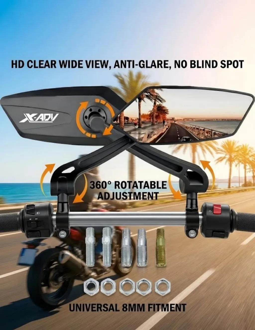 

Adjustable Rotating Rearview Mirror For Honda XADV 750 X-ADV X ADV 750 XADV750 X-ADV750 Motorcycle Side Rear view Mirrors