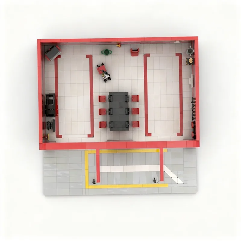 827pcs MOC City Champions Pitstop Garage Model Building Blocks Toy Architecture Christmas Gift DIY Education Creative Idea