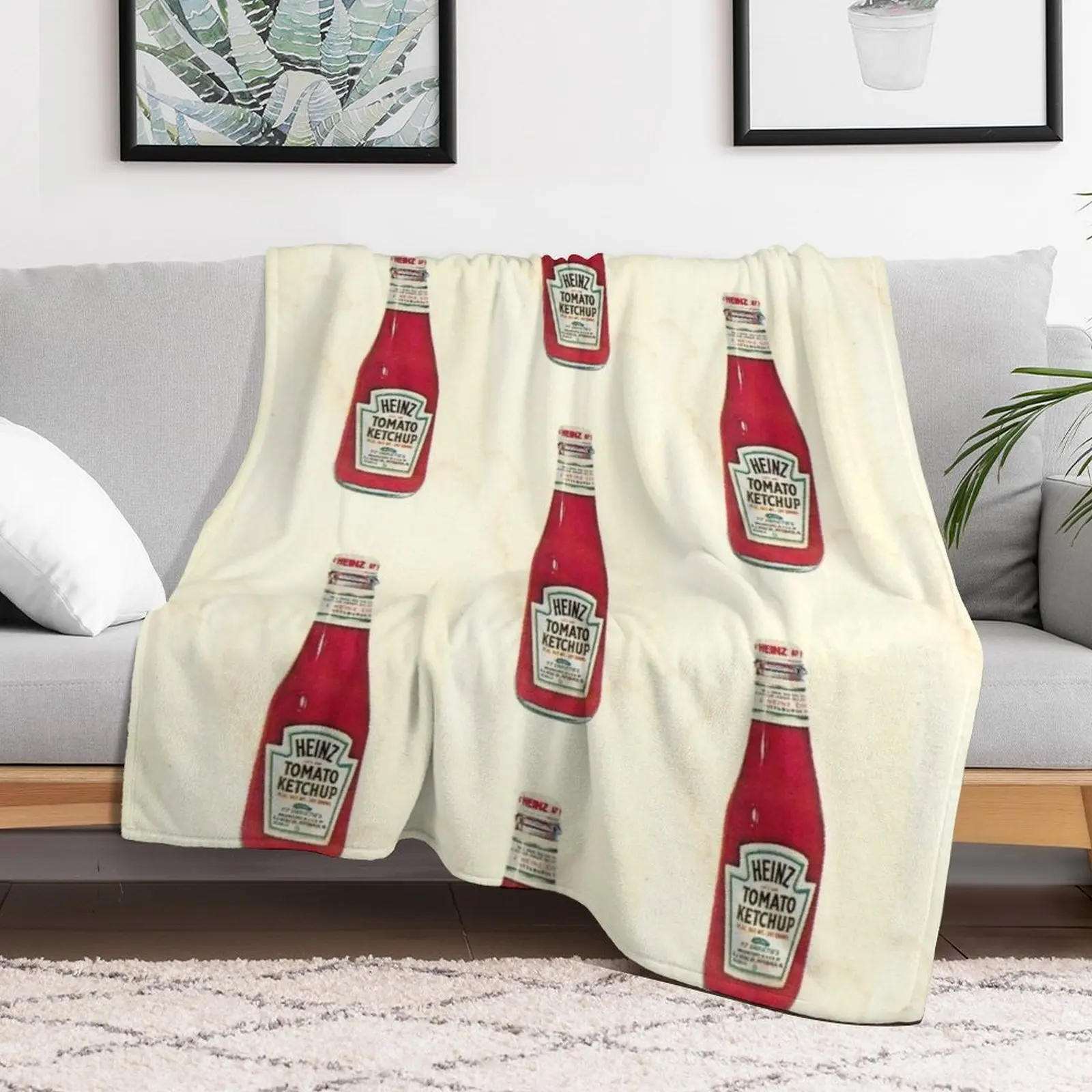 Halftone image of ketchup (catsup) Tomato Ketchup bottle Throw Blanket Moving valentine gift ideas Blankets