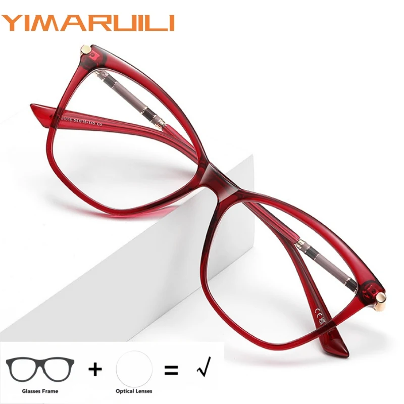 

YIMARUILI Women's Retro Cat Eye Optical Prescription Glasses Fashion Myopia Hyperopia Progressive Multifocal Recipe Eyeglasses