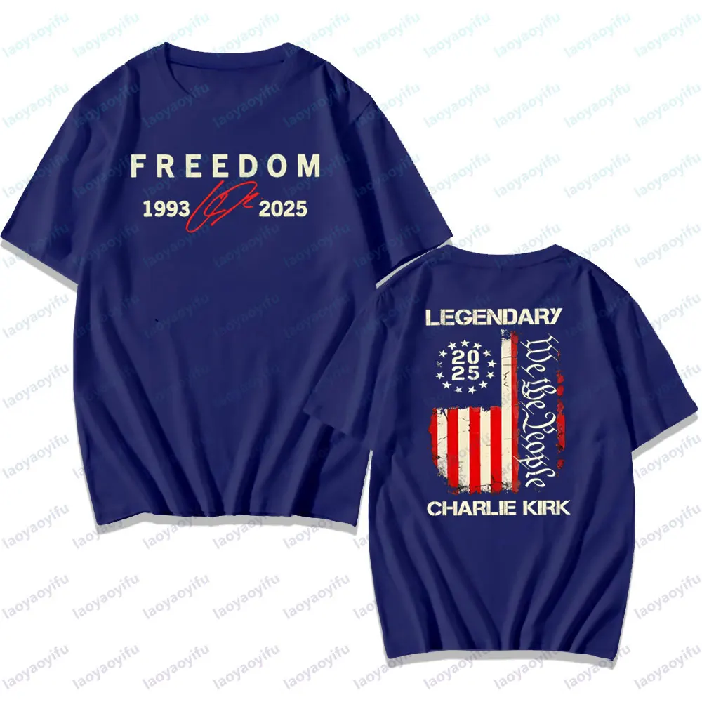 Freedom Red Signature Tshirt 1993-2025 Charlie Kirk Tribute Faith Christian Shirt JUSTICEFOR CHARLIE KIRK Men Women T-shirt