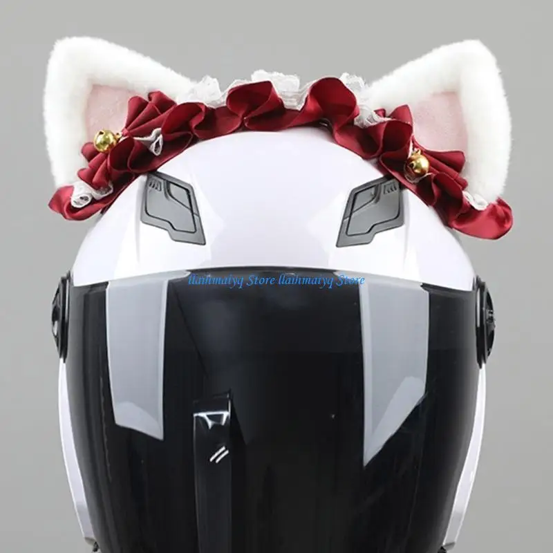 

573B Girls Ski Helmet Decoration Furry Kitten Ears Hair Bike Ski Cycling Helmet