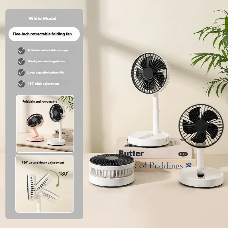 5-Inch Foldable Extendable USB Charged Mini Desktop Fan Portable for Outdoor Dormitory Office Camping - Compact Table Fan image 6