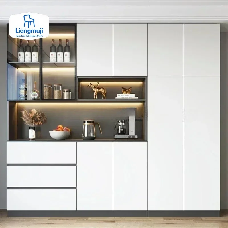 

Wooden Wall Wine Cabinet Living Room Modern Simplicity High Wine Cabinet Home Storage Botellero Vino Restaurant Furniture QF50JG