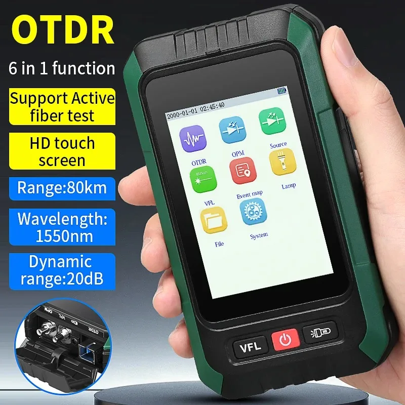 COMPTYCO AUA-18U/A MINi OTDR Active Fiber Live Test 1550nm 20dB 80KM Fiber Optic Reflectometer Touch Screen OLS OPM VFL