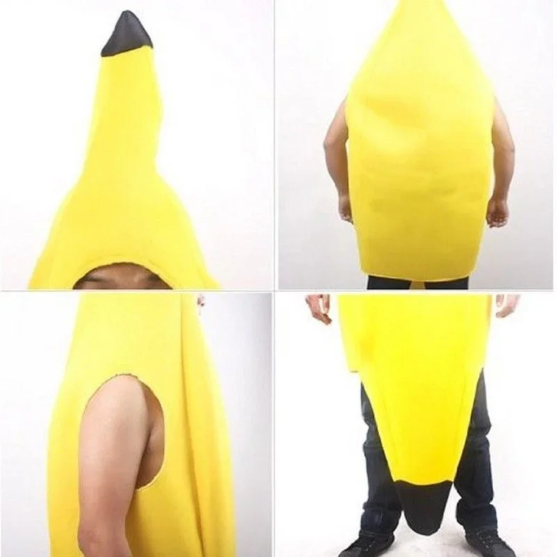 Adult Unisex Funny Banana Suit Yellow Costume Light Halloween Fruit Fancy Party Festival Dance Dress Costume