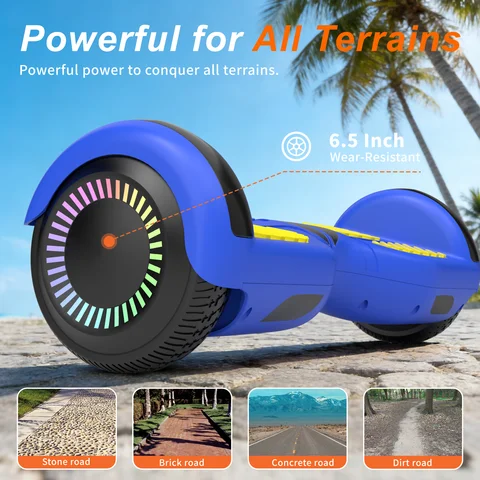 SIMATE Hoverboard, All Terrain Self Balancing Scooter with Bluetooth, LED Lights and APP Control, Electric Hover Board for Kids Adults Girls Boys