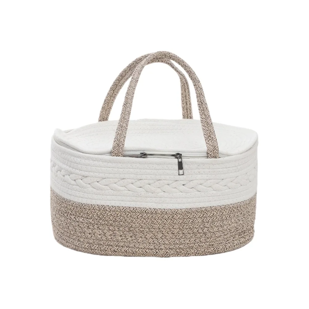 

Cotton Thread Rope Mummy Handbag Divided Into Compartments for Diaper/ Storage Diaper Storage Basket Shopping Large Capacity