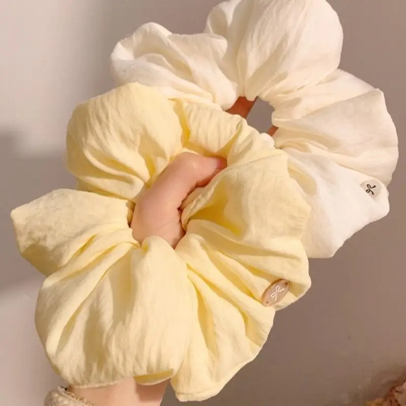1 2Pcs Solid Elegant Large Soft Scrunchie for Women Girls Strong Elastic Hair Accessories for Home School and Gift