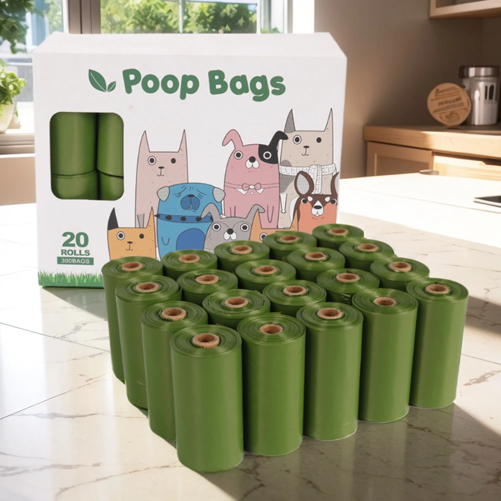 Biodegradable Dog Poop Bags Rolls Leak-Proof Doggie Poop Bags with Dispenser Doggy Poop Bags Extra Thick Dog Cleaning Supplies