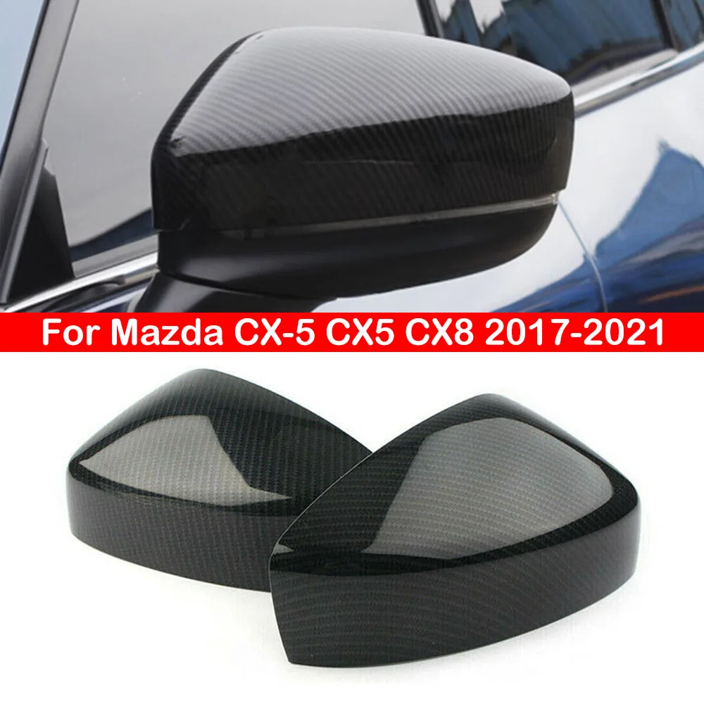 

For Mazda CX-5 CX5 CX8 2017-2021 Car Rearview Side Mirror Cover Wing Cap Exterior Door Rear View Case Trim Housing Carbon Fiber