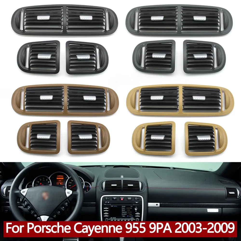 Ensemble de panneaux de grille de ventilation pour climatisation avant et arrière du tableau de bord pour Porsche Cayenne 955 9PA 2003-2009