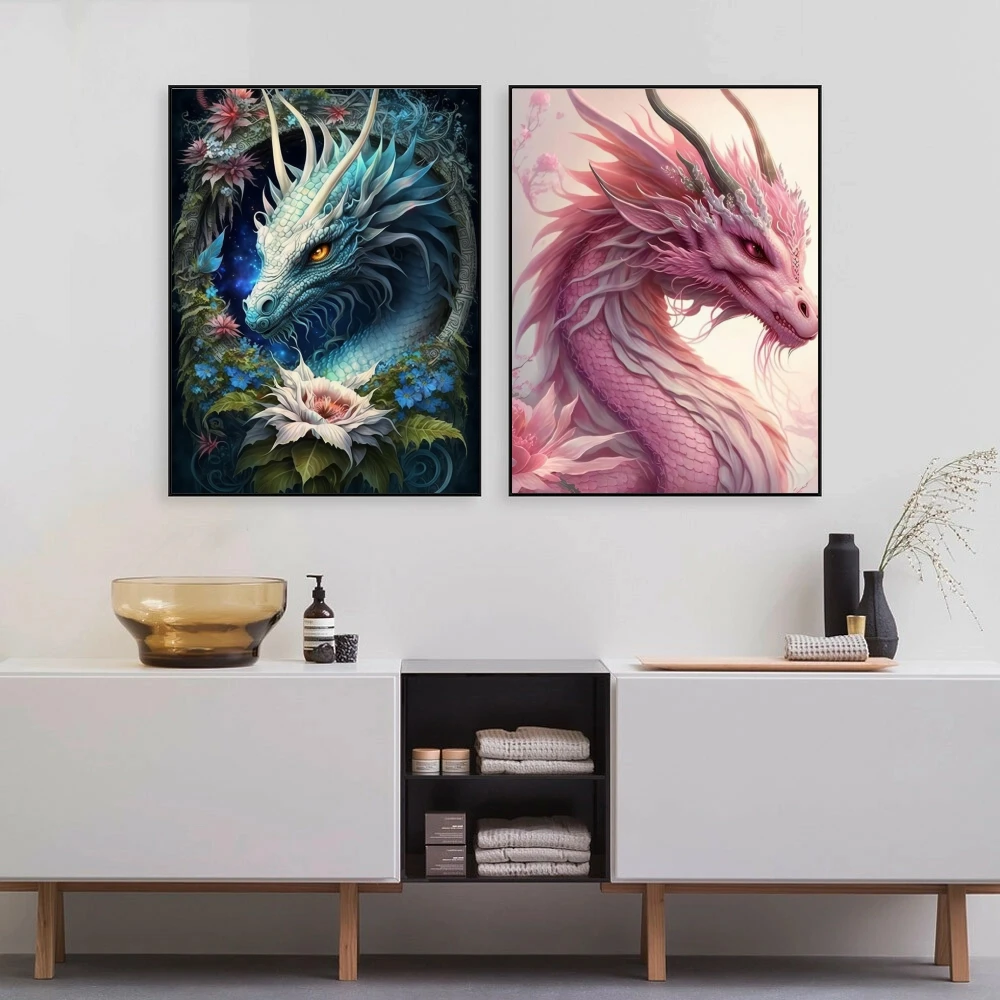 Fantasy Animal 5D DIY Cartoon Colorful Dinosaur Diamond Painting Dragon Cross Stitch Kits Flower Handmade Diamond Mosaic Art