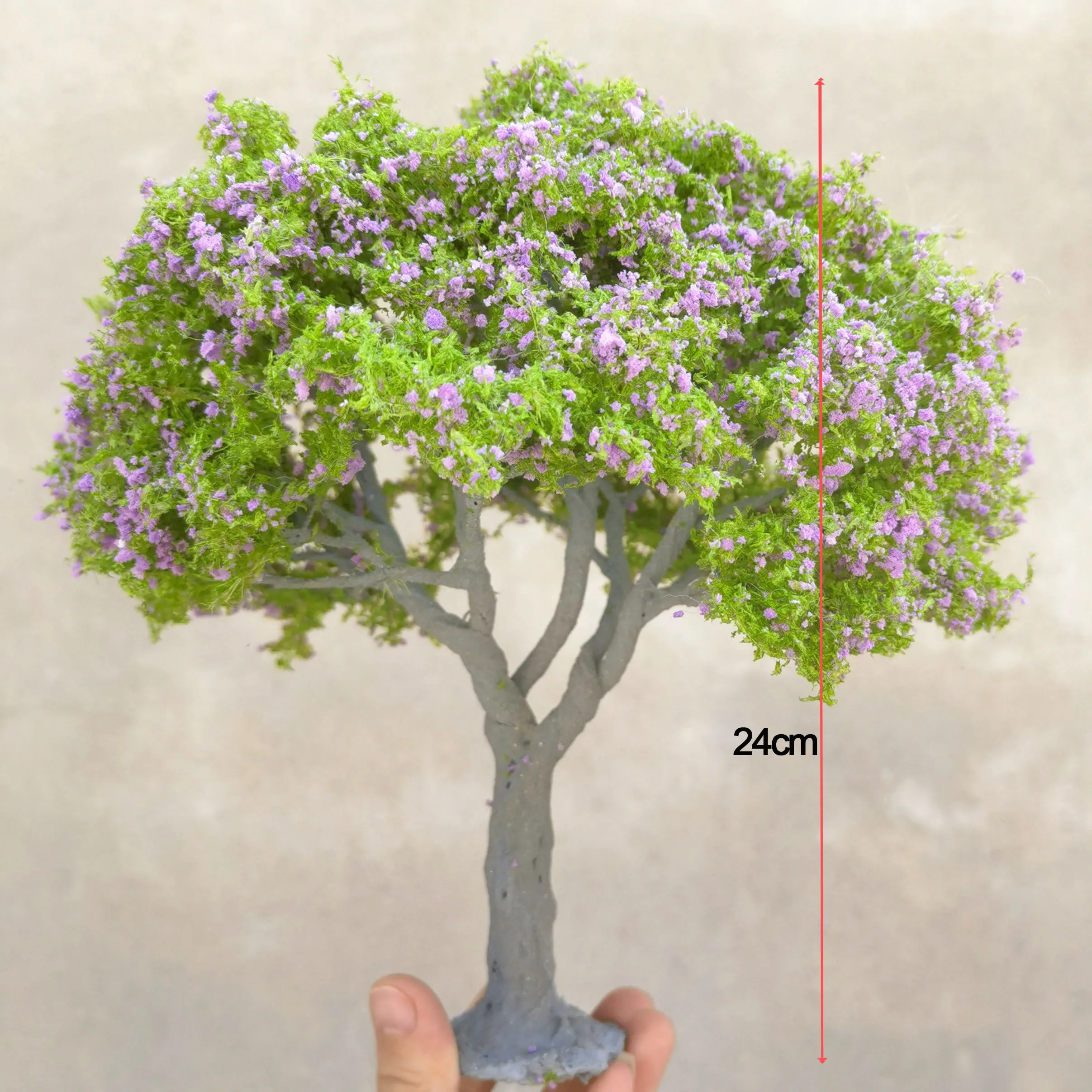 25cm Simulation Wire Tree Model Green Flower Tree Doll House DIY Decor Landscape Animation Garden Photography Scenery Diorama