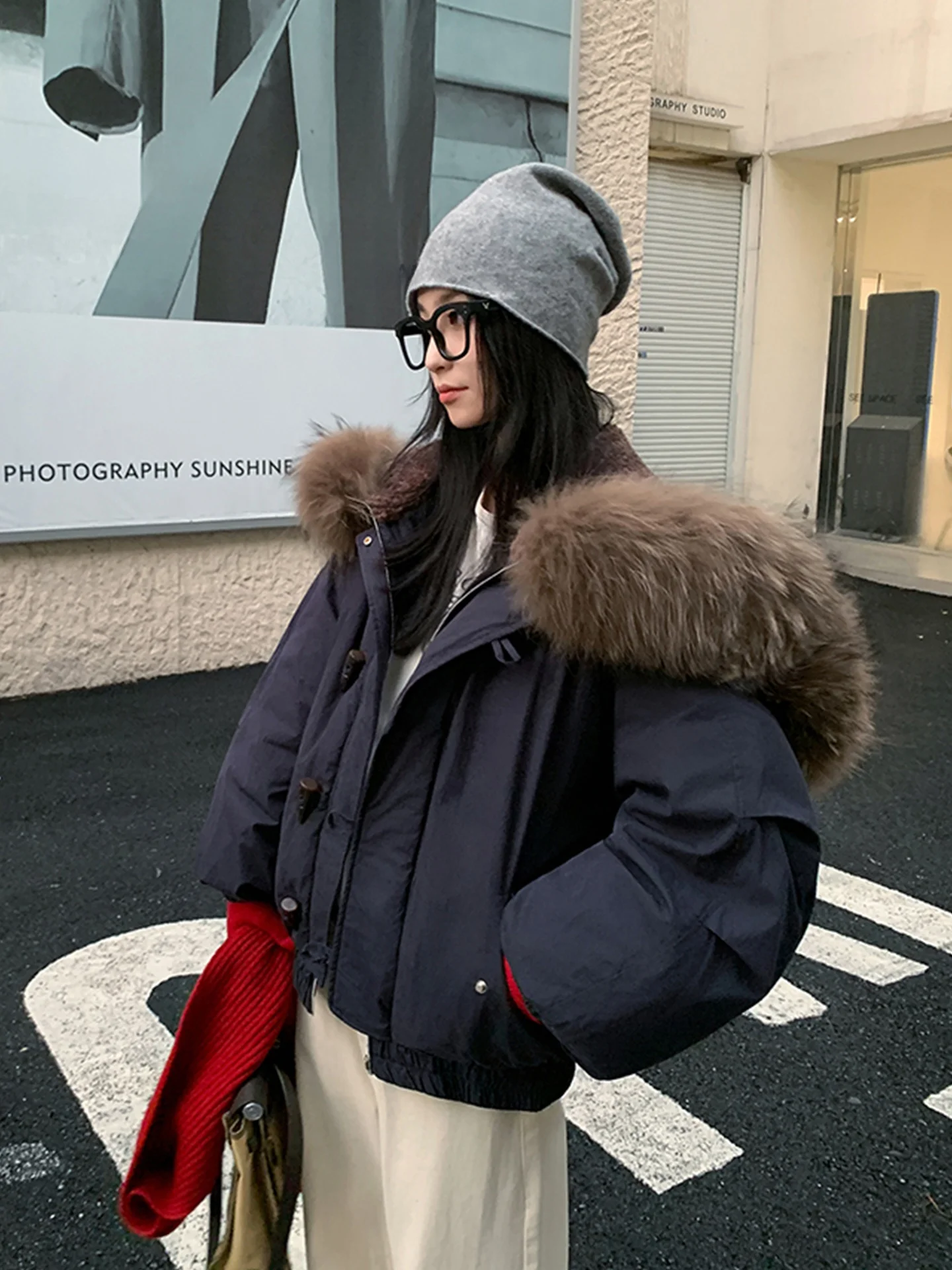 

plus Size Women's Parka Coat with Hood Thiened Cotton Jaet Warm Winter Outerwear Korean Sle Long Sve Zipper Closure