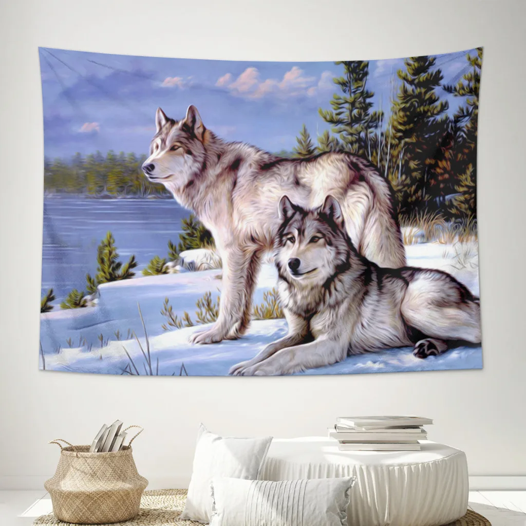 Dier Wolf Wandtapijt Esthetische Kamer Decor Muur Hogar Decoreren