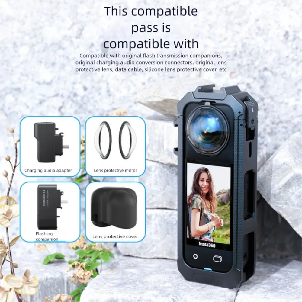 Magnetic Base Protective Frame Plastic With Cold Shoe Frame Camera Mount Anti Fall Quick Detachable Housing Cage for Insta360 X5