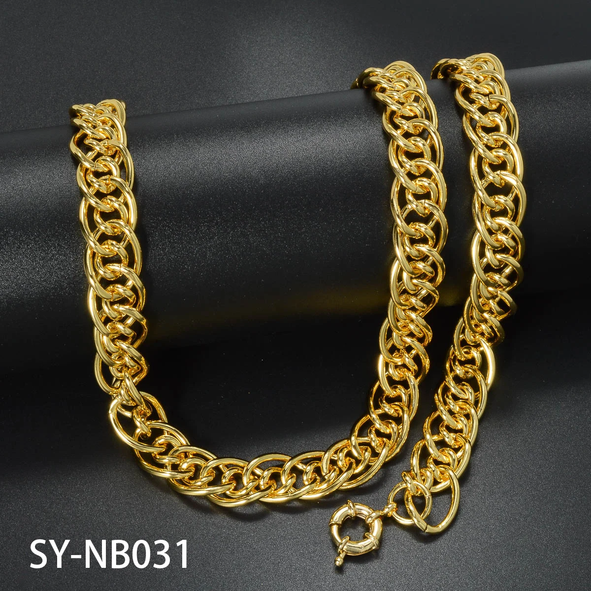 Sunny 18k Gold  Plated Jewelry Copper Chain Necklace Multi Oval Hoop Bracelets Men Fashion Twist Hand Jewellery Women Luxury Set