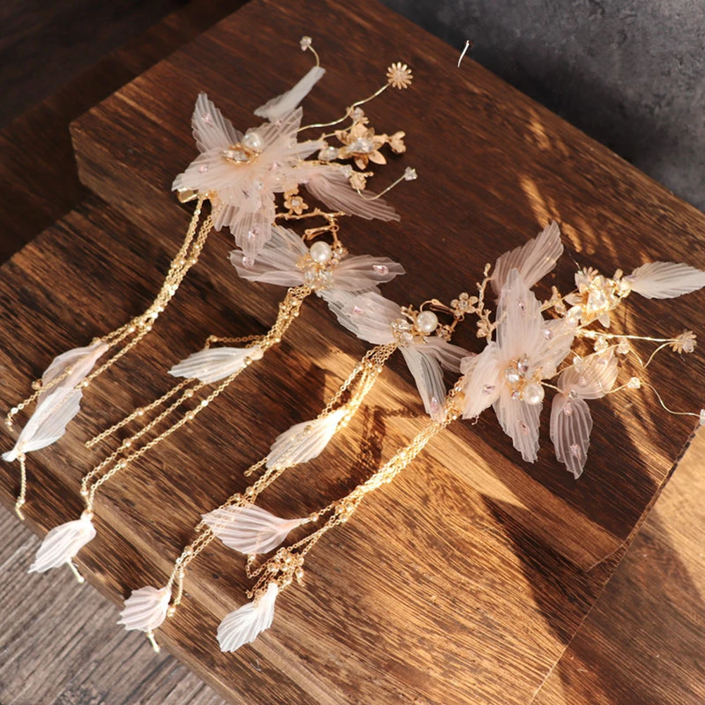 

Crystal Flower Hairpins Set for Bride Wedding Bridal Hair Accessories Clips Barrettes Ornaments Elegant Women Party Decorative