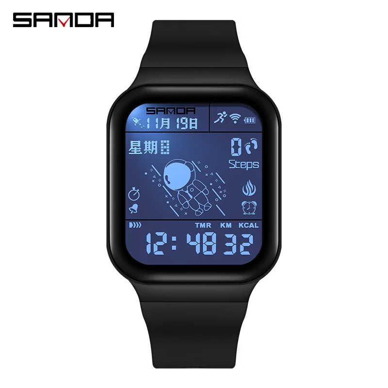 SANDA hot selling step meter calorie electronic watch outdoor sports waterproof personalized astronaut student watch