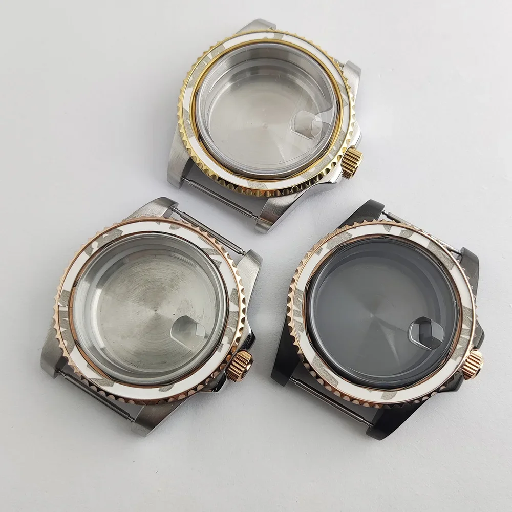 

40 мм NH34 NH35 NH36 NH38 NH39 NH70 Механизм Серебро Золото Часы Корпус SUB Керамический безель Сапфир
