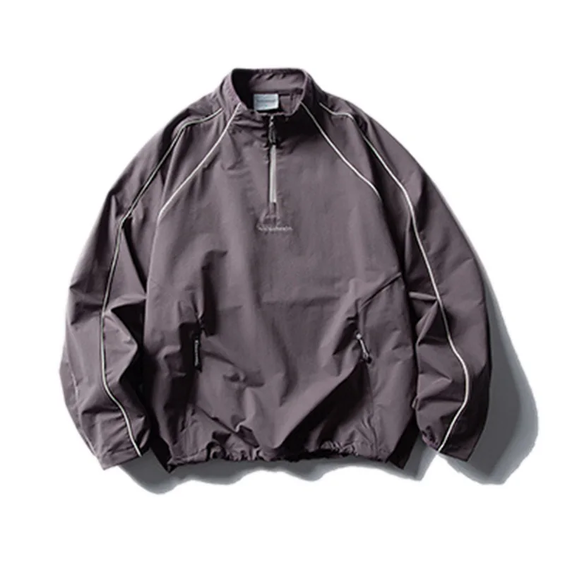 بلوفر رجالي عصري كاجوال على الطراز الجبلي في الهواء الطلق بنصف سحاب وياقة واقفة مقاومة للماء ورياضات عاكسة سريعة الجفاف #6