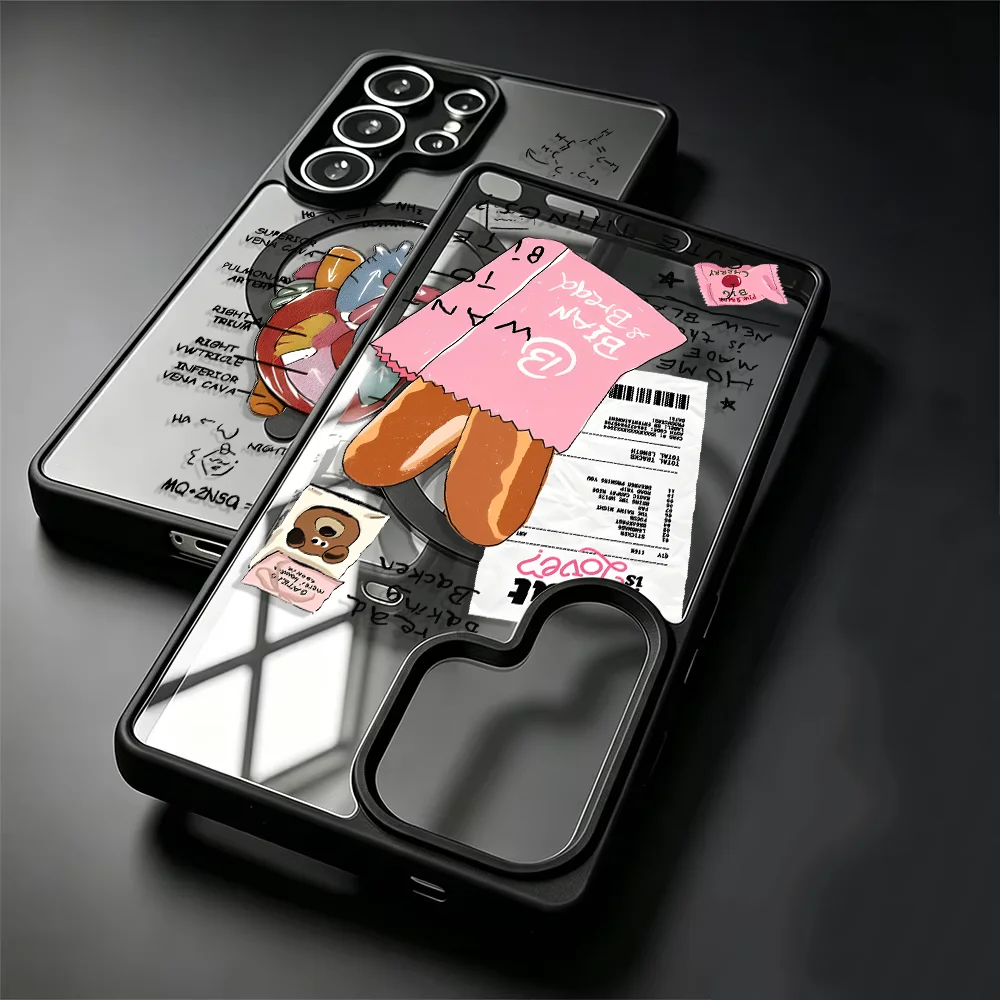 Cartoon Bread Magsafe Case for Samsung Galaxy S26 Ultra S26+ S24 FE S22+ S24+ S23 S25+ S23+ S25 Plus S22 Back Phone Cover