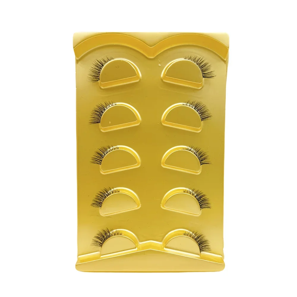 Wispy Cat Eye Halbe Wimpern 5 Paar Transparentes Band Künstliche Nerz-Wimpern Natürlich Kurz Flauschig Weich Wiederverwendbar Tägliches Wimpernverlängerungswerkzeug – Detail 6