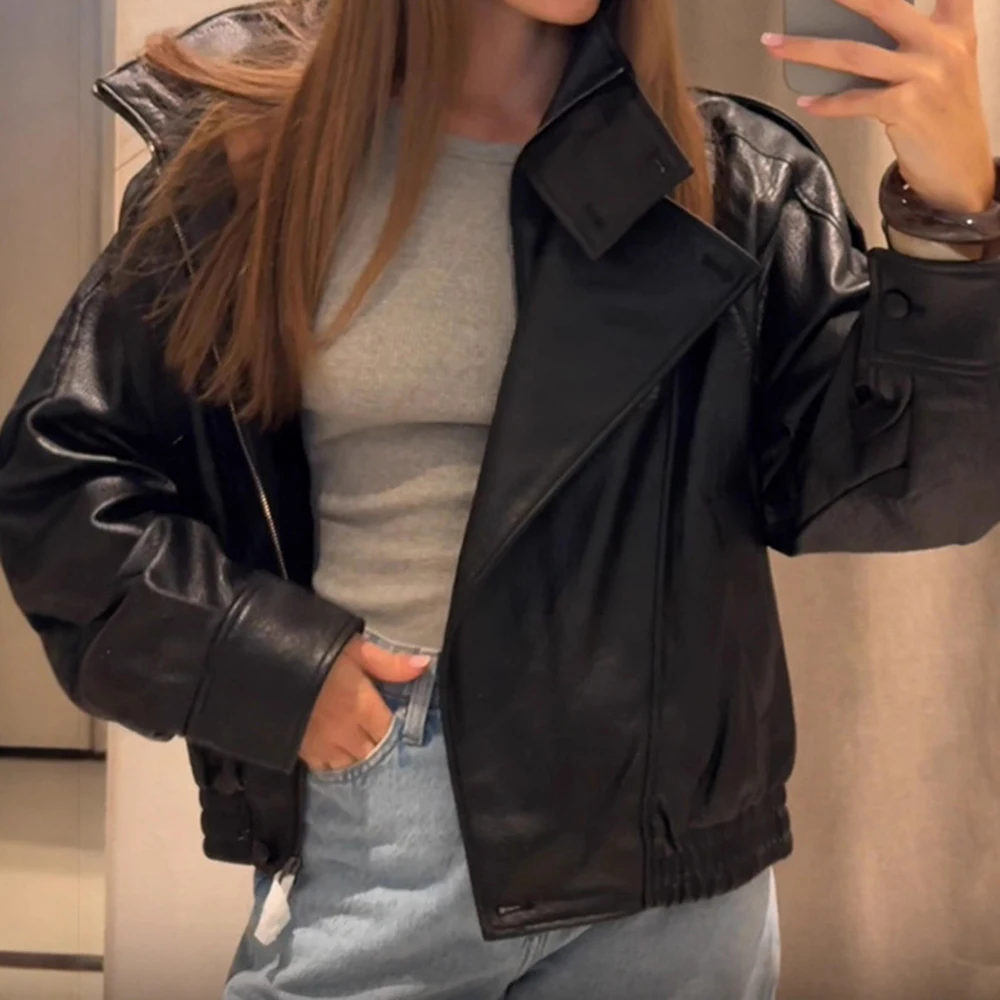 Elegant Simple Retro Solid Color Stand Collar Long Sleeve Jacket Short Outerwear Women's European Style New Wholesale