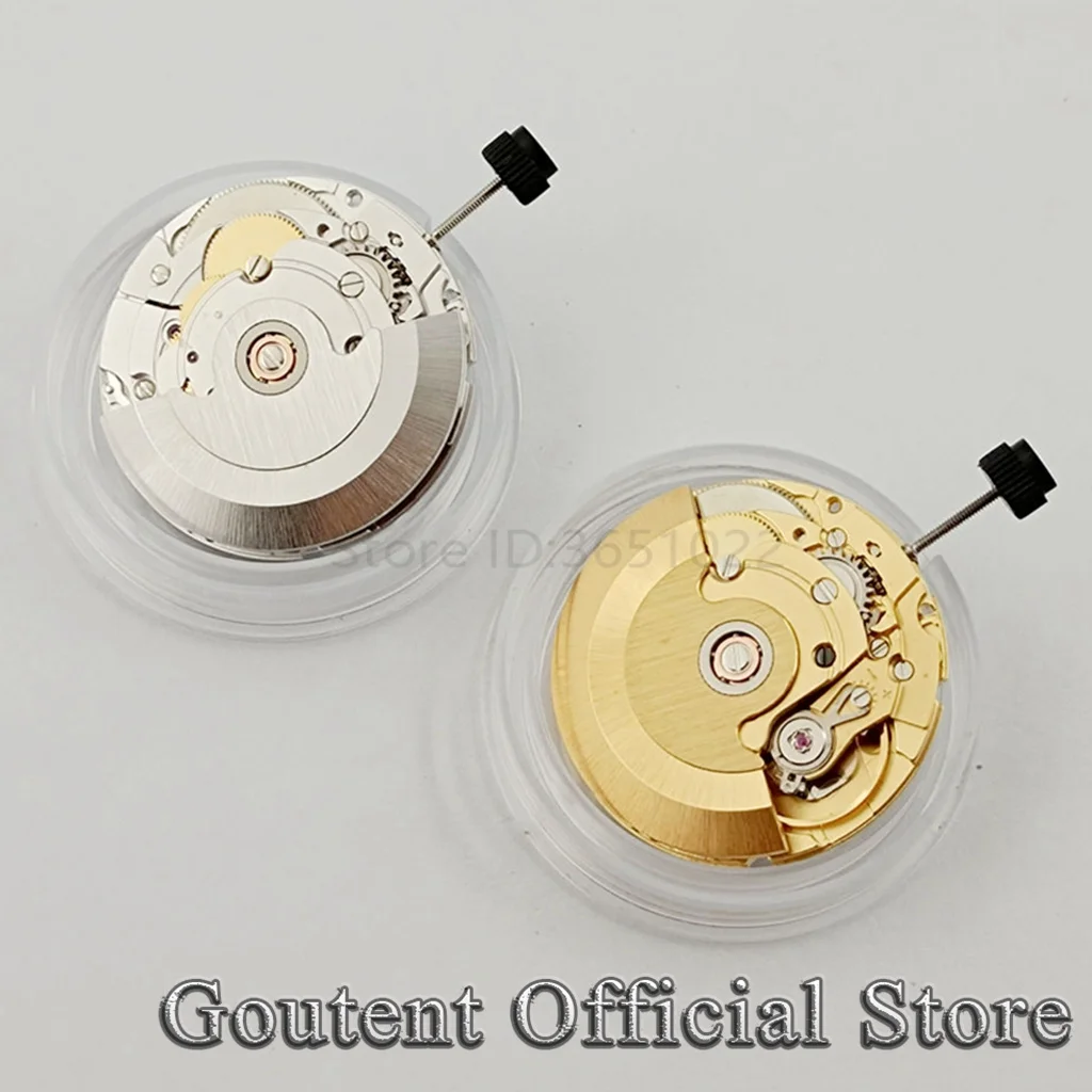 Goutent Golden Silver 25 Jewels PT5000 Automatic Mechanical Watch Movement 28800 bhp Clone 2824 Date Display