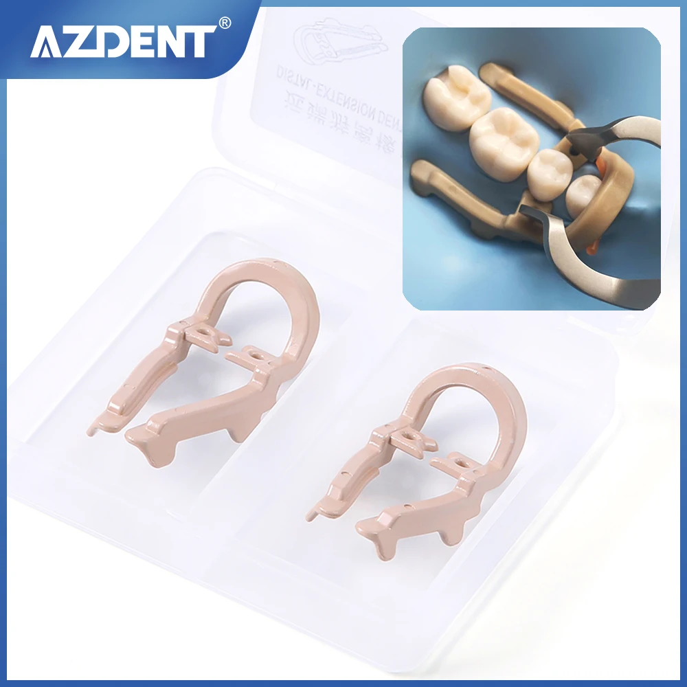 AZDENT 2 sztuk Dental Rubber Dam Clamp dystalne rozszerzenie gumowe mocowanie autoklawowalne 134 ℃ stomatologia akcesoria laboratorium dentystyczne