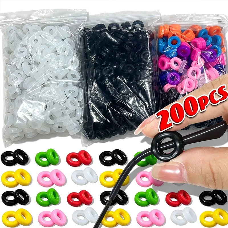 200pcs Silicone Circular Eyeglasses Retainers Anti-Slip Eyeglass Holder Comfort Ear Grip Hooks Protectors for Spectacle Eyewear