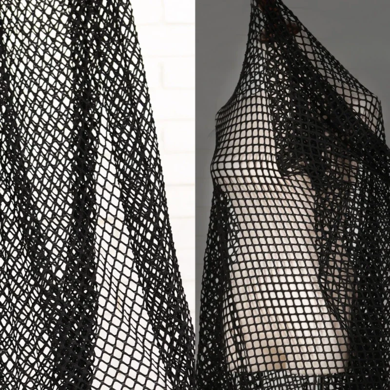 Hollow Mesh with Large Eyelets Black Mesh Fabric Fishing Net Hollow Mesh See Through Mesh Hood Fabric Fabric