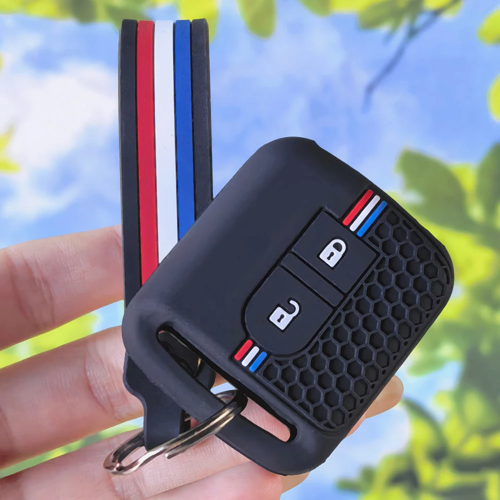 Sport Honeycomb Key Shell With Keychain For Nissan Micra K12 Note Navara Qashqai J10 Primera Almera Sunny X‑Trail