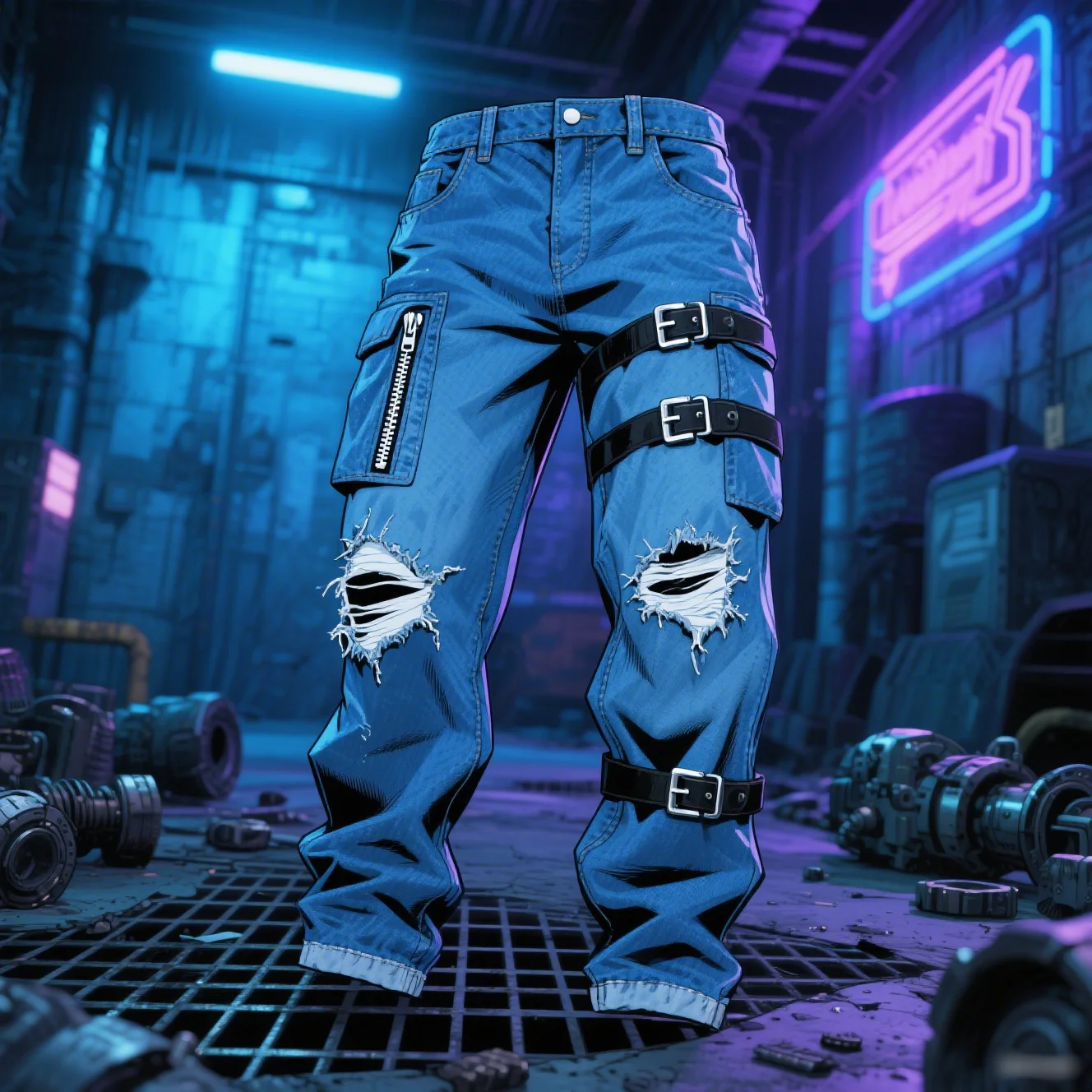 

Retro Moto Biker Straight Elastic Jeans Men Zipper Hole Streetwear Punk Skinny Denim Cargo Pants Pantalones Hombre Y2K Clothing