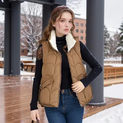 2024 Fashion Winter Short Loose Sleeveless Warm Female Waistcoat Jacket Parkas Top Casual Ladies Down Cotton Vest Coat Outwear