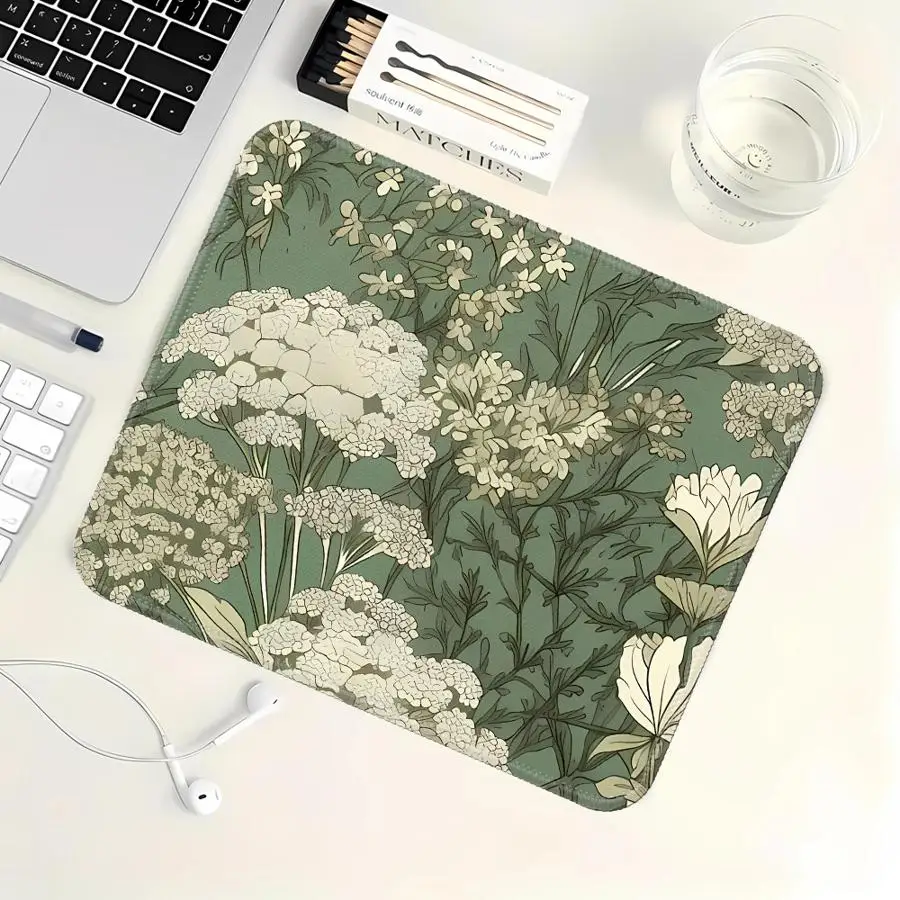 Green Vintage Flowers overlock Mouse Pad Keyboard Mouse Pad office Pad Desk accessories Computer Laptop Pad Game Console Pad
