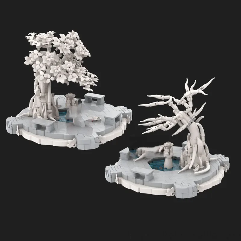 Nieuwe De Ringen Film Landschap Modulaire Rivendelles De Shire Bomen Model Moc Bouwstenen DIY Creatieve Montage Bricks Speelgoed Gift