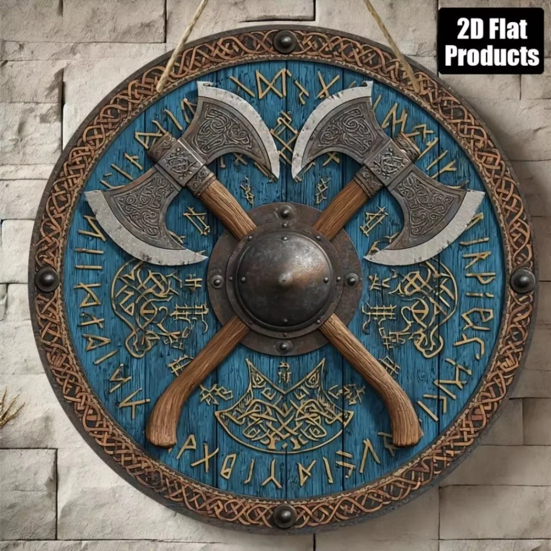 CIFBUY 1pc Round Viking Shield Metal Tin Sign 20cm, Retro Relief Style Wall Art Decor for Home Garage Man Cave