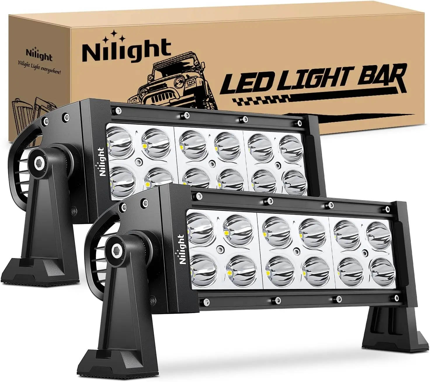 

Nilight LED Light Bar 2Pcs 7.5 Inch 36W 2520LM Spot Led Pods Fog Driving Roof Bumper Off Road Work for Motorcycles Van Camper Wagon Car Pickup Golf Cart ATV UTV SUV Truck Boat 4x4