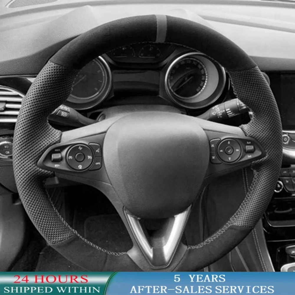 Customized Car Steering Wheel Cover Braid Anti-Slip Suede For Opel Astra K Corsa E Karl Crossland X Grandland Insignia Zafira