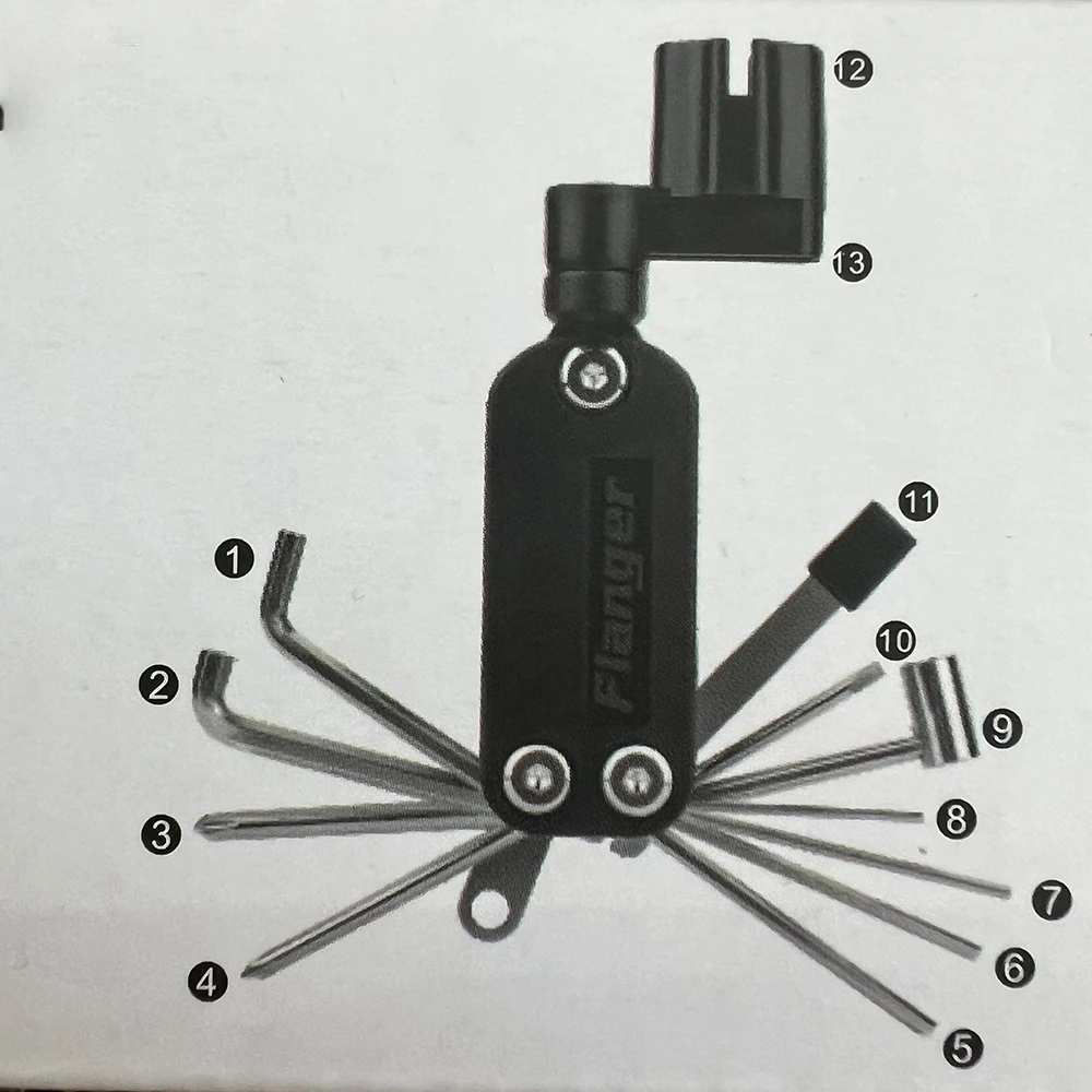 مجموعة أدوات تقنية متعددة الوظائف للجيتار FMT13 - تحتوي على 13 أداة إصلاح جيتار، بما في ذلك مفتاح ربط سداسي ومفك براغي